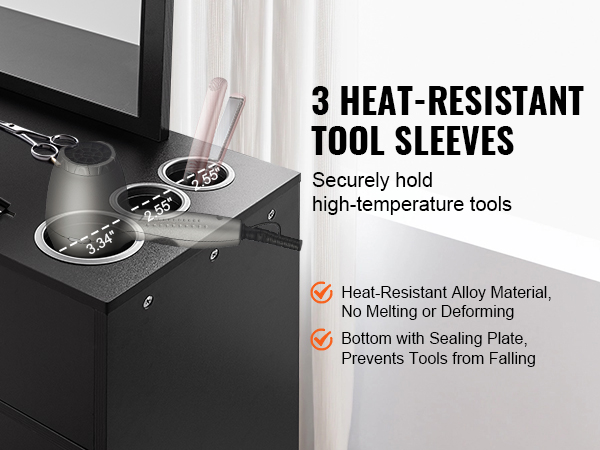 VEVOR salon organizer with three heat-resistant tool sleeves securely holding salon tools.
