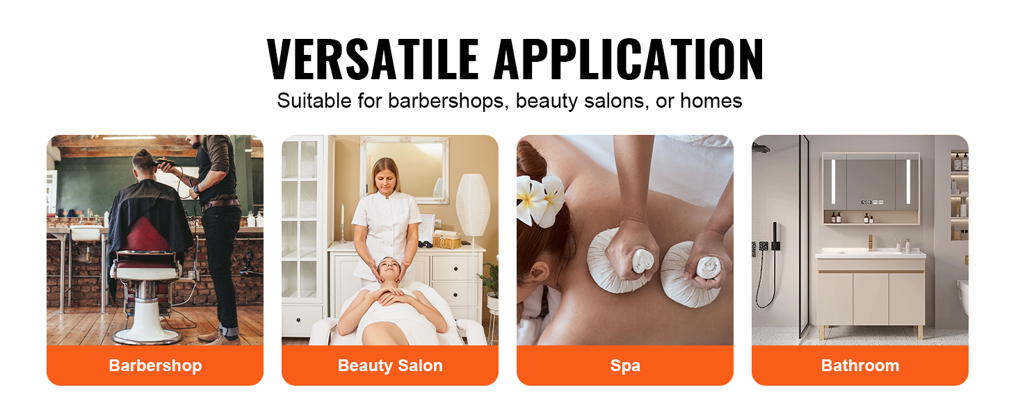 versatile application of VEVOR salon organizer in barbershops, beauty salons, spas, and bathrooms.