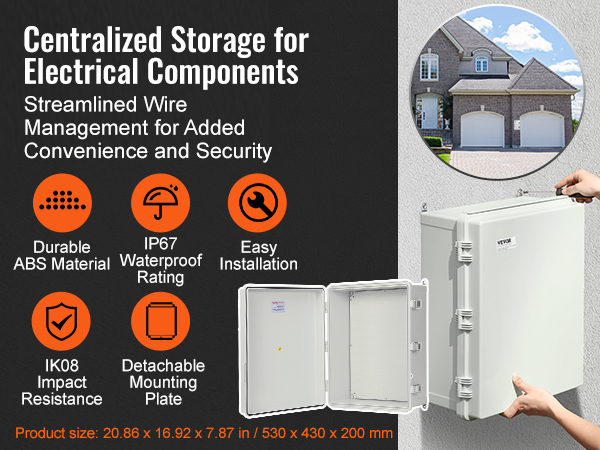 VEVOR electrical junction box for centralized storage of electrical components with ip67 waterproof rating.