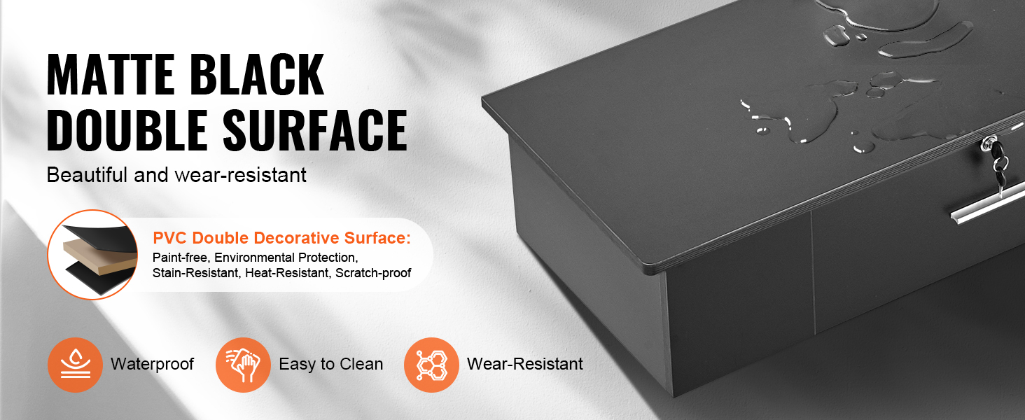 matte black VEVOR salon workstation with water-resistant surface, easy to clean, and wear-resistant.