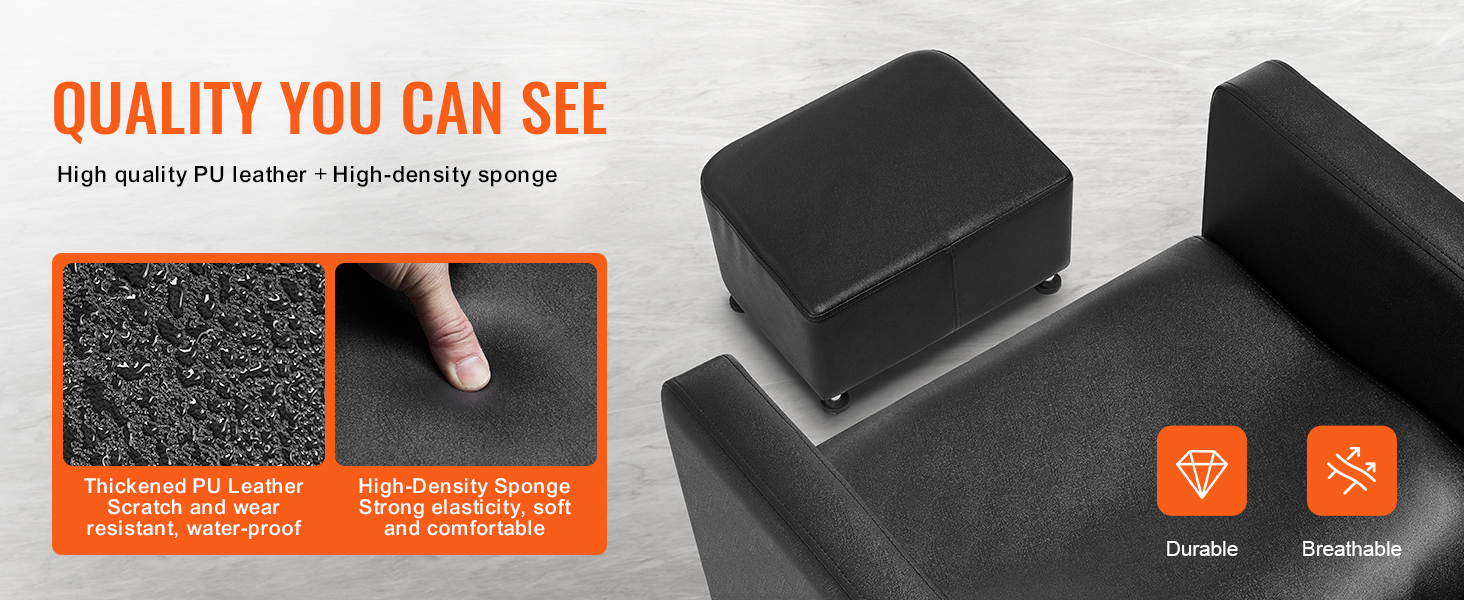VEVOR shampoo backwash chair with high-quality pu leather, high-density sponge, durable and breathable.
