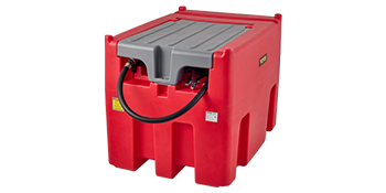 red VEVOR portable diesel tank with secure gray lid and hose attachment for easy refueling.