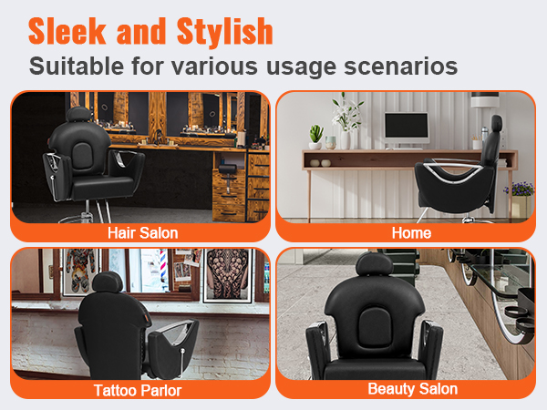 VEVOR salon chair for hair salon, home, tattoo parlor, and beauty salon. sleek and stylish design.