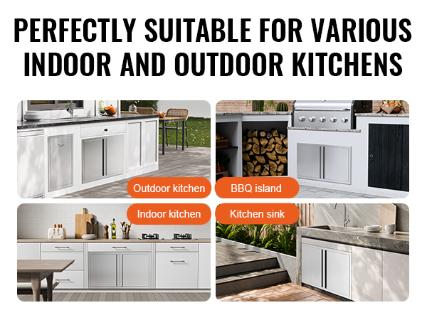 VEVOR bbq access door for outdoor kitchen, bbq island, indoor kitchen, and kitchen sink setups.