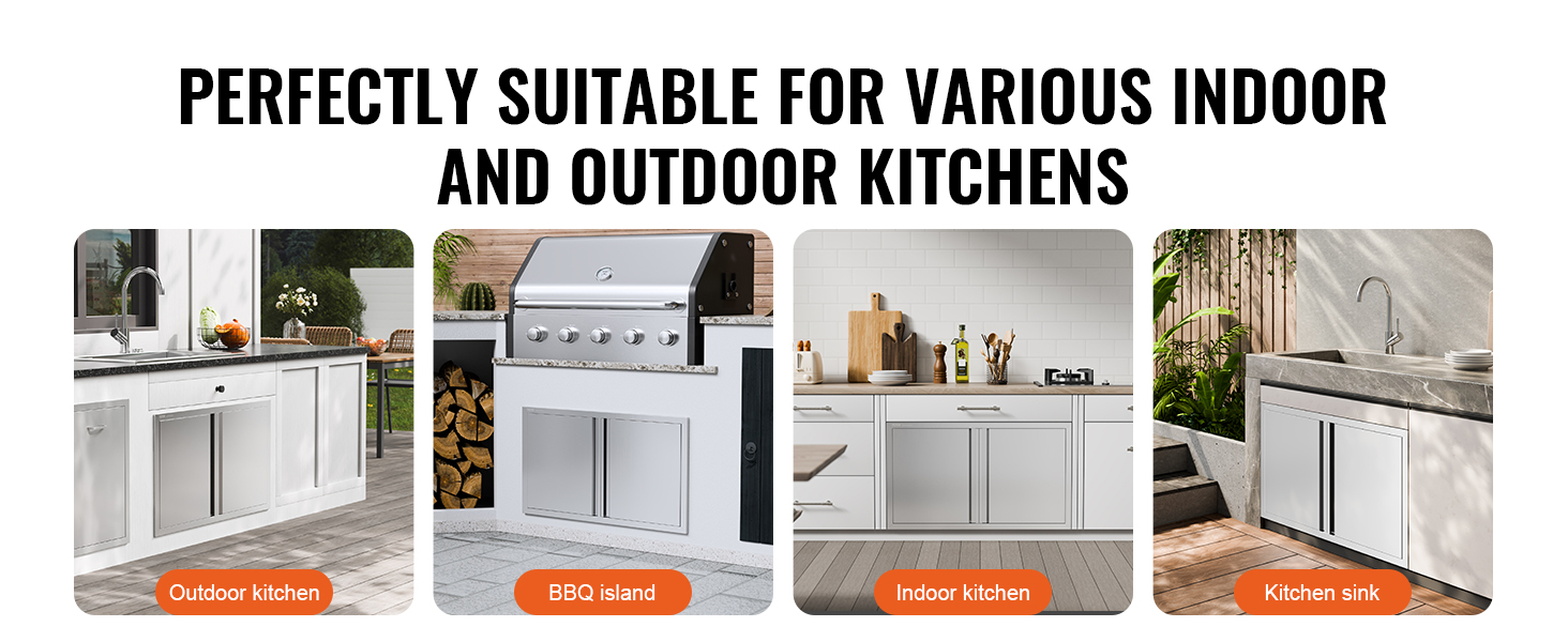 VEVOR bbq access door for outdoor kitchen, bbq island, indoor kitchen, and kitchen sink setups.