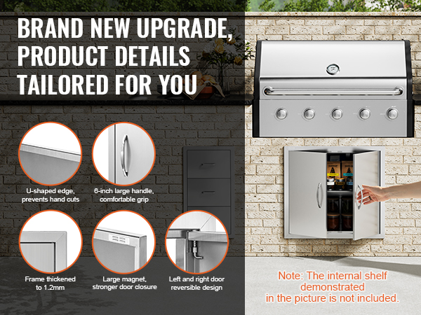 VEVOR bbq access door with ergonomic handles, reinforced frame, and reversible door design.