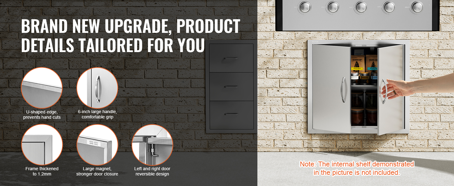 VEVOR bbq access door with ergonomic handles, reinforced frame, and reversible door design.