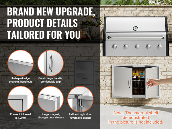 VEVOR bbq access door with u-shaped edge, large handle, thickened frame, and reversible design.