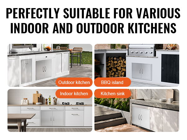 perfect for various indoor and outdoor kitchens with VEVOR bbq access door in different setups.