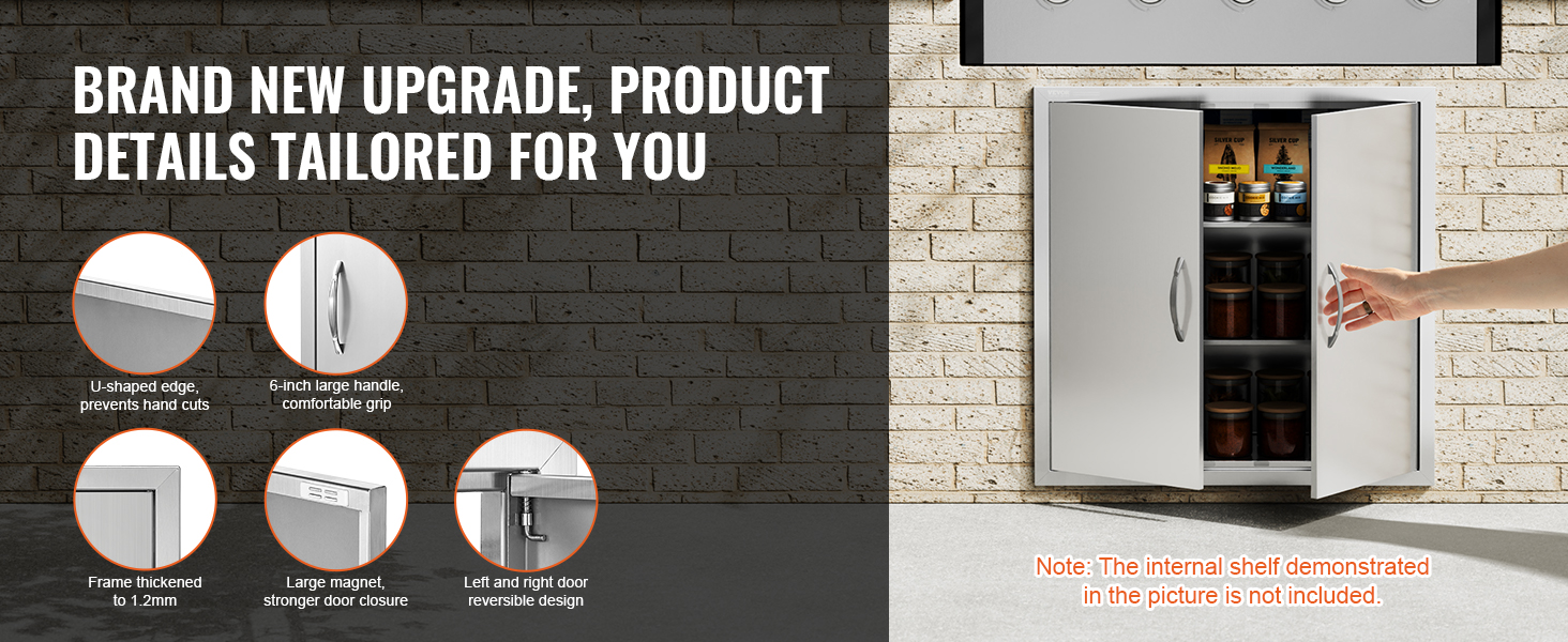 VEVOR bbq access door with u-shaped edge, large handles, thickened frame, and reversible design.