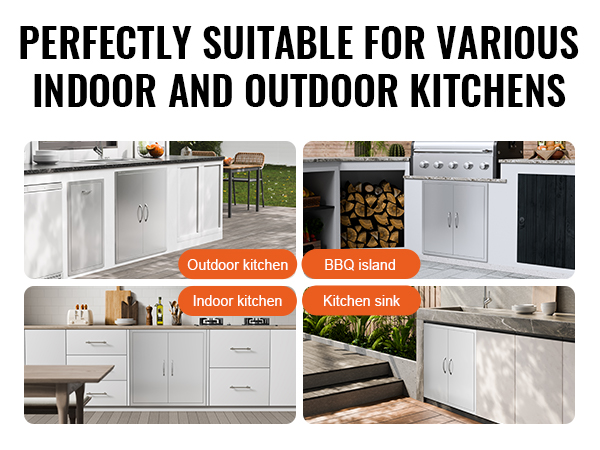 VEVOR bbq access door for outdoor kitchen, bbq island, indoor kitchen, and kitchen sink setups.