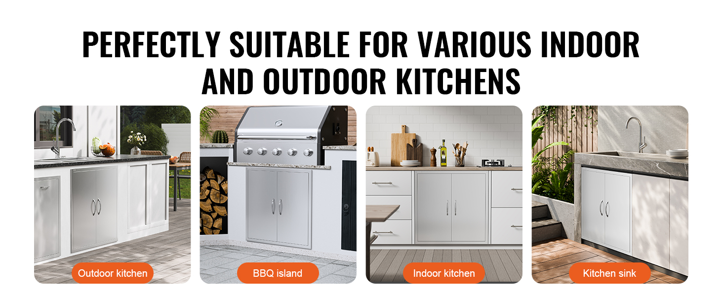 VEVOR bbq access door for outdoor kitchen, bbq island, indoor kitchen, and kitchen sink setups.