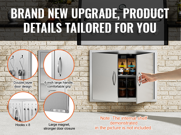 brand new VEVOR bbq access door with double-layer design, large handle, hooks, and strong magnet closure.