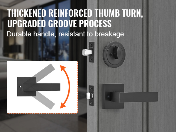 VEVOR double door handle set with thickened reinforced thumb turn and upgraded groove process.