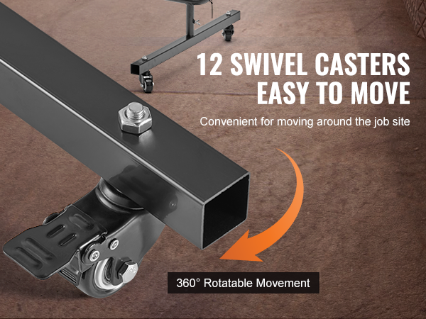 VEVOR welding screen with 360° rotatable swivel casters for easy mobility around the job site.