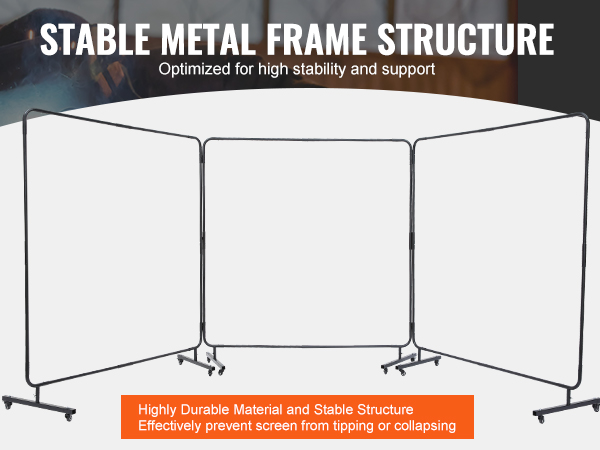 VEVOR welding screen with stable metal frame, high stability, and durable material for safety.