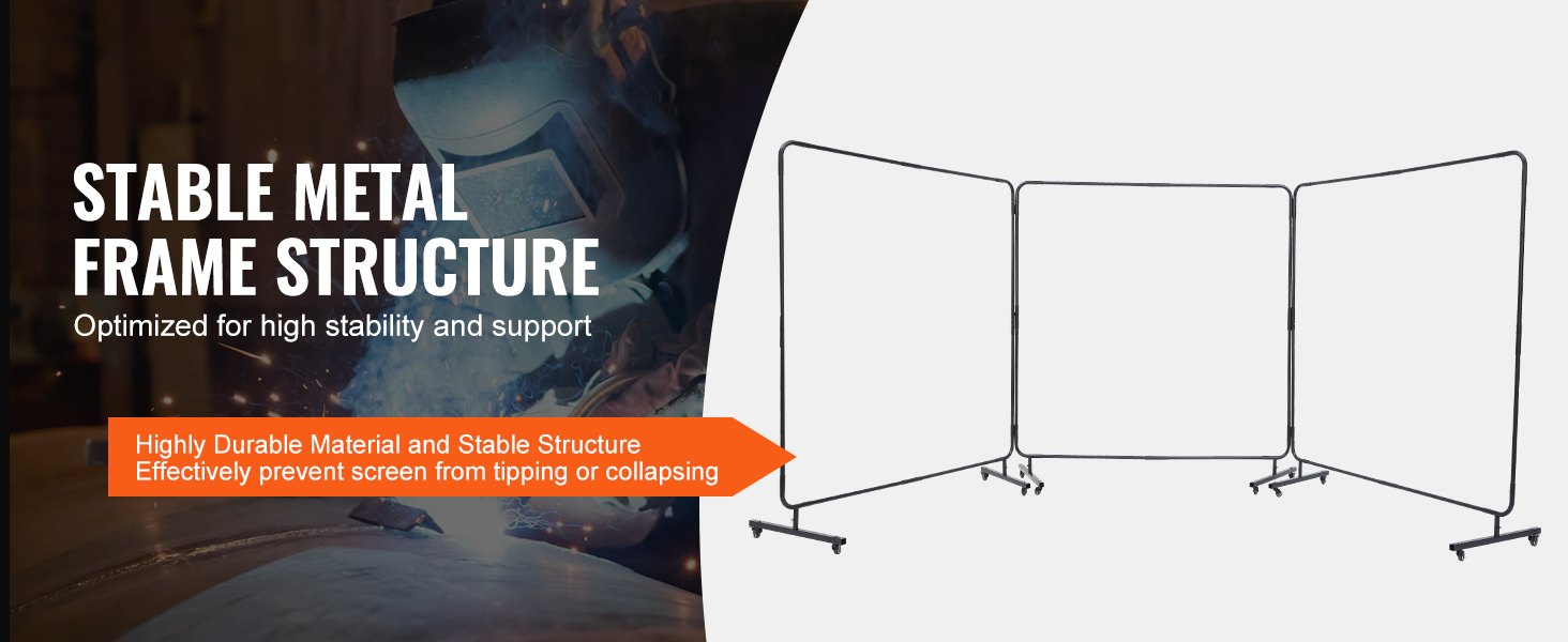 VEVOR welding screen with stable metal frame, high stability, and durable material for safety.