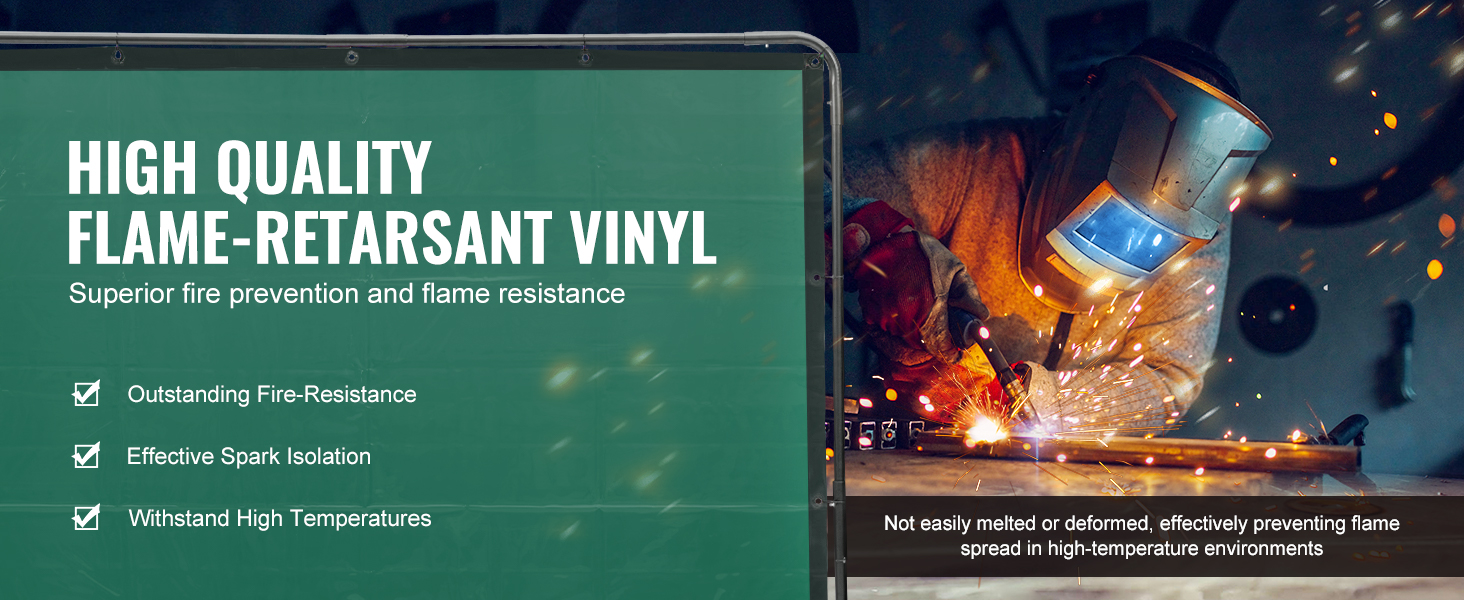 high-quality flame-retardant vinyl VEVOR welding screen with outstanding fire-resistance and spark isolation.