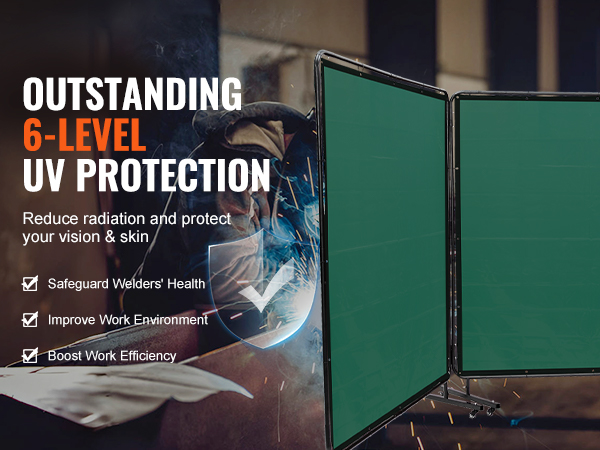 VEVOR welding screen for 6-level uv protection, improving work environment and boosting efficiency.