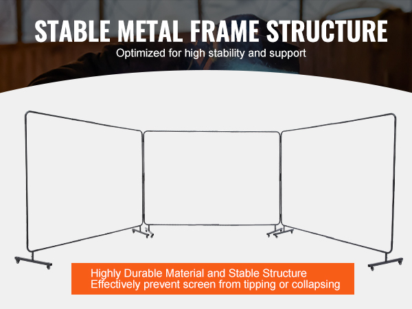 VEVOR welding screen with stable metal frame structure for high stability and support.