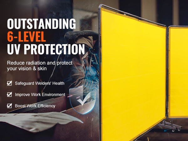 VEVOR welding screen offers 6-level uv protection to safeguard welders' health and improve work efficiency.