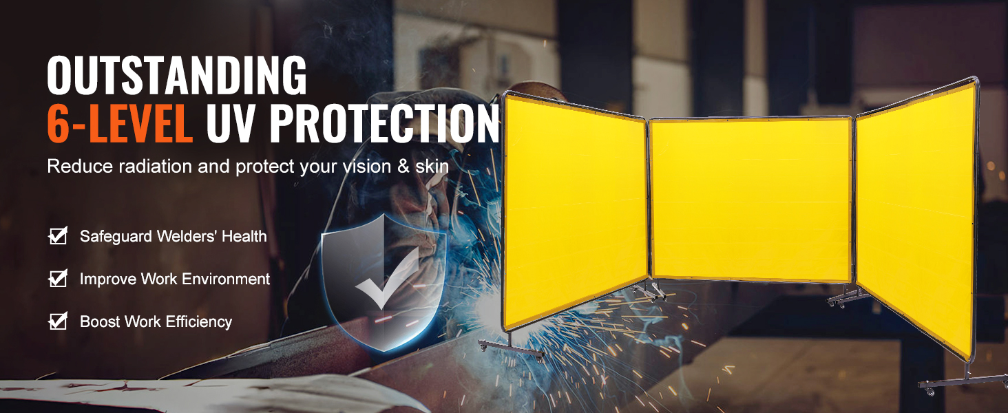 VEVOR welding screen offers 6-level uv protection to safeguard welders' health and improve work efficiency.