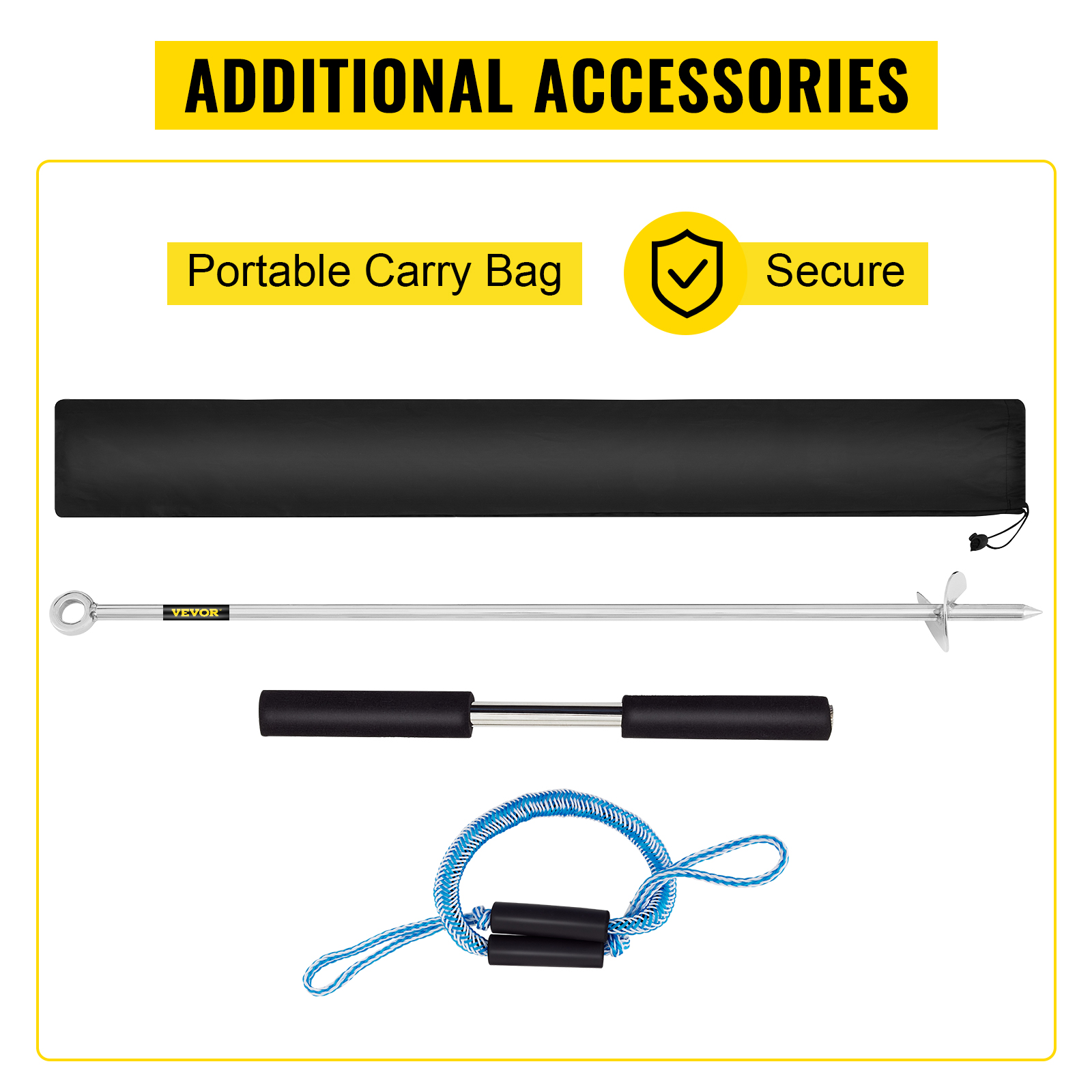 VEVOR sand anchor set with carry bag, anchor, handle, and rope. secure and portable.