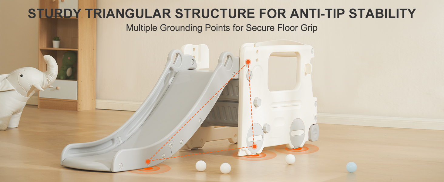 VEVOR toddler slide with sturdy triangular structure and anti-tip stability, ideal for safe indoor play.