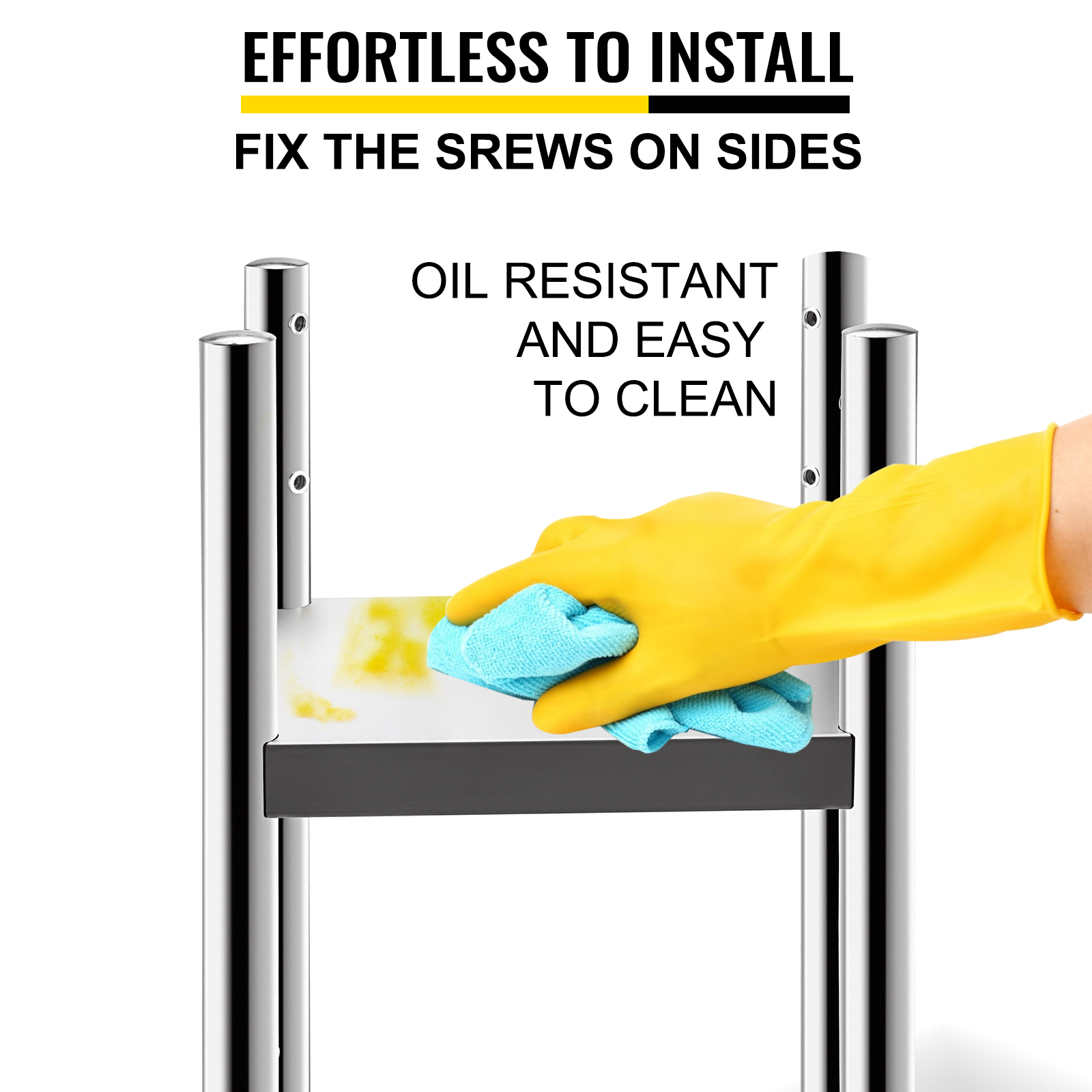 effortless installation of VEVOR rice warmer stand, easy to clean with oil resistance.