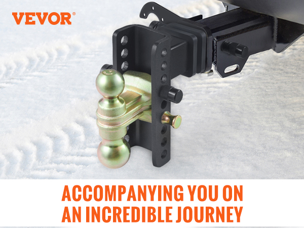 VEVOR adjustable trailer hitch, solid steel construction supports 14500 lbs, fits 2.5-inch receivers.