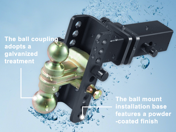 VEVOR adjustable trailer hitch rugged outdoors champion, endures harsh weather, with galvanized ball coupling.