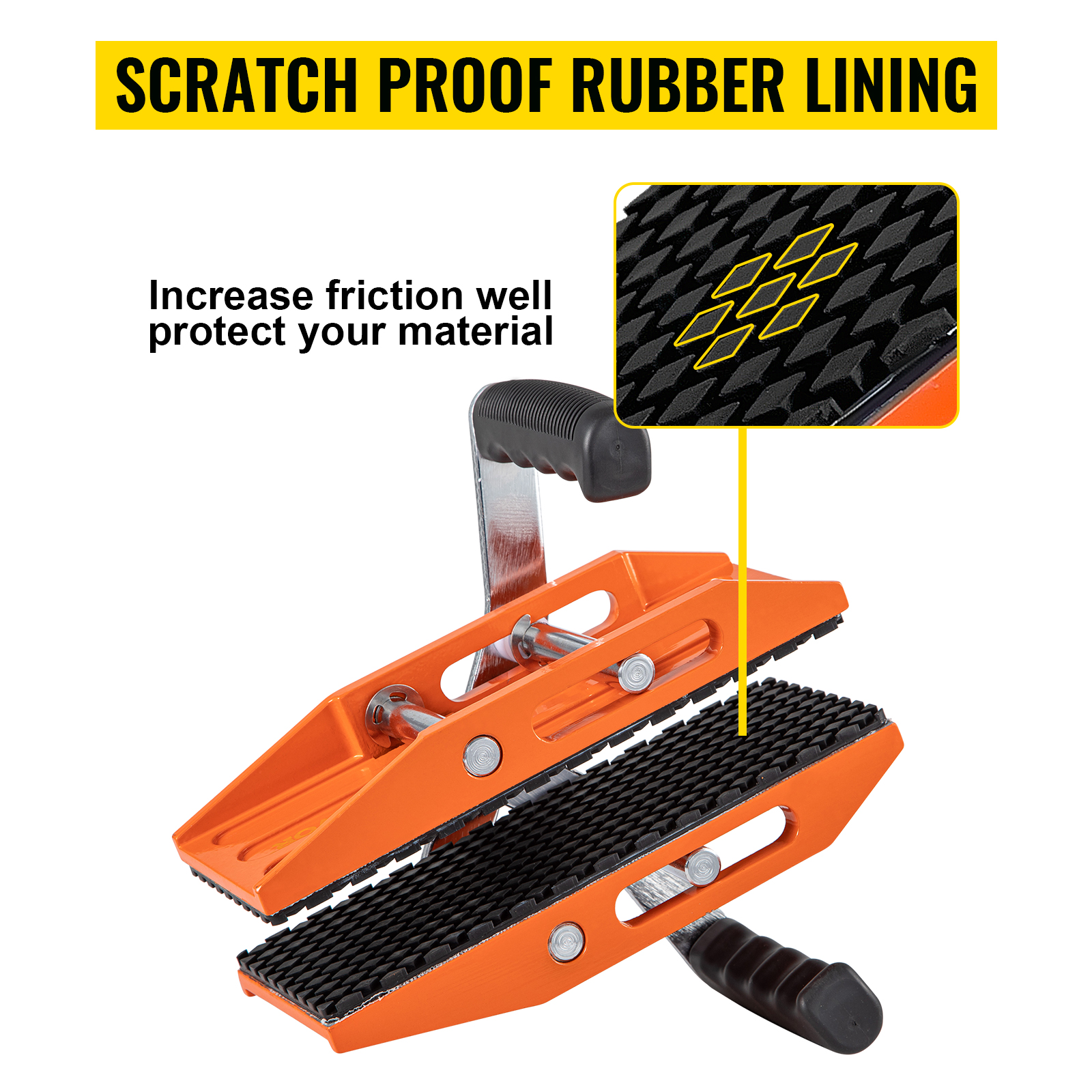 VEVOR granite lifting tools with scratch-proof rubber lining and increased friction for material protection.