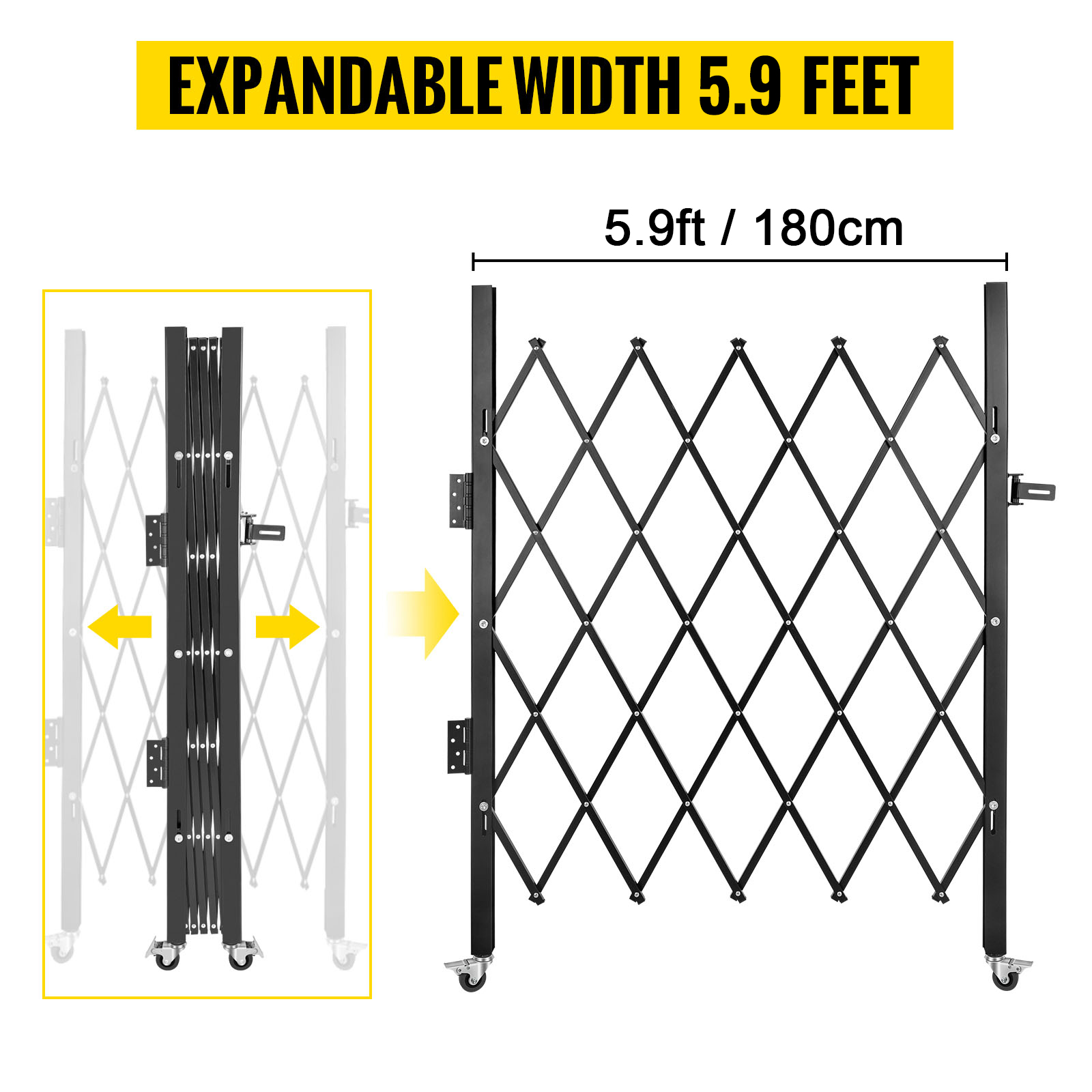 VEVOR security gate with expandable width of 5.9 feet and adjustable design.