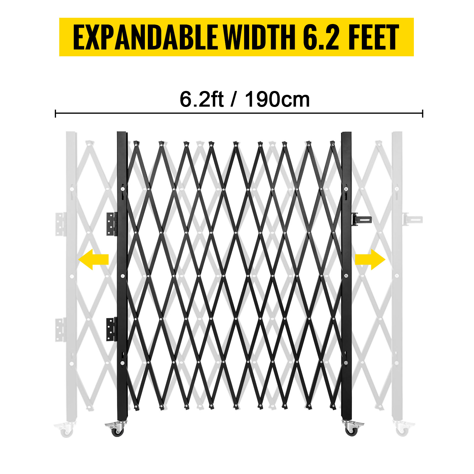 VEVOR security gate expandable to 6.2 feet in width with a steel accordion design.