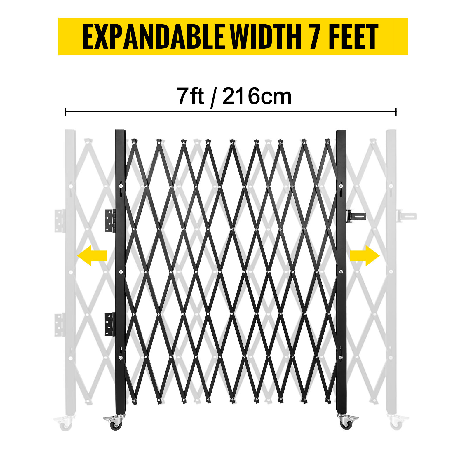 VEVOR folding security gate with expandable width up to 7 feet