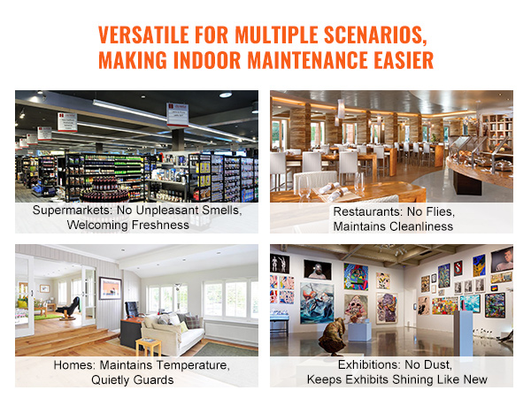 versatile VEVOR indoor air curtain for supermarkets, restaurants, homes, and exhibitions.
