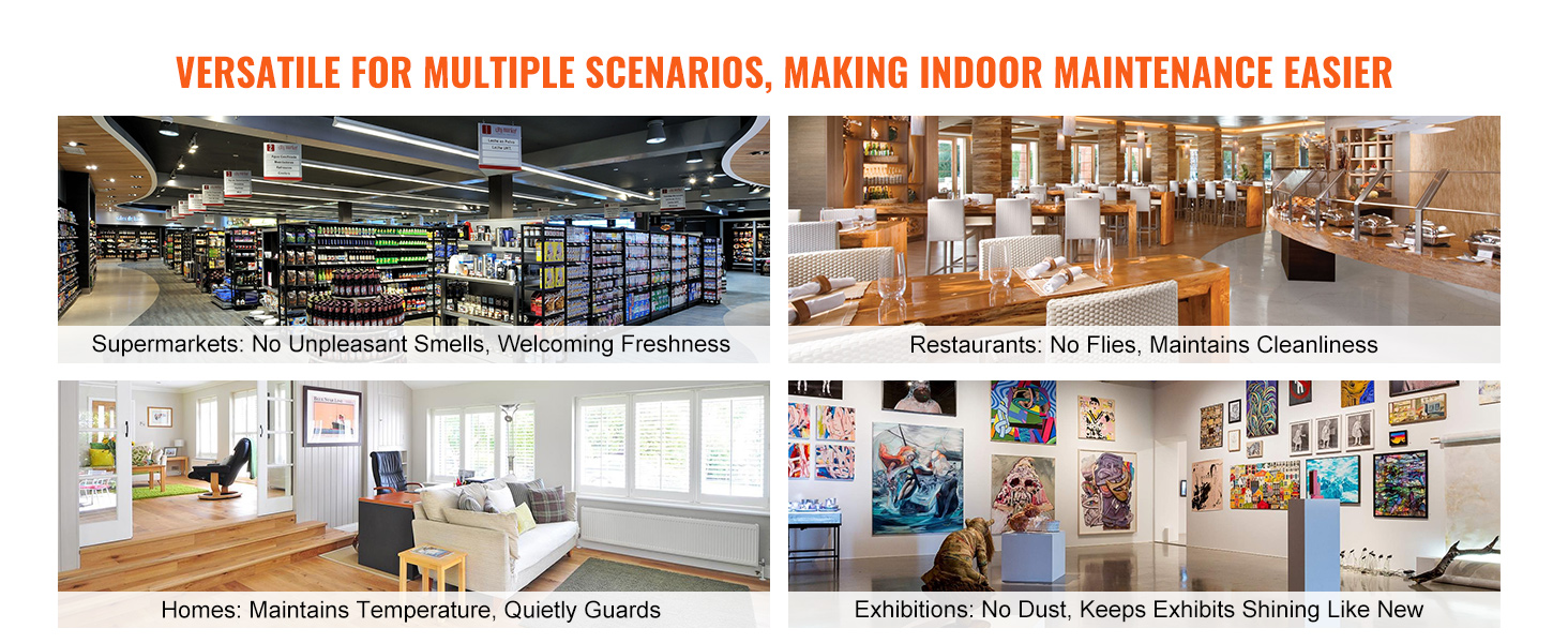 versatile VEVOR indoor air curtain for supermarkets, restaurants, homes, and exhibitions.