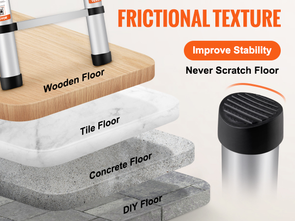 VEVOR teleskoopsilindrit redel koos anti-slip jalad puidust, kivi -, betoon -, ja diy põranda stabiilsuse.