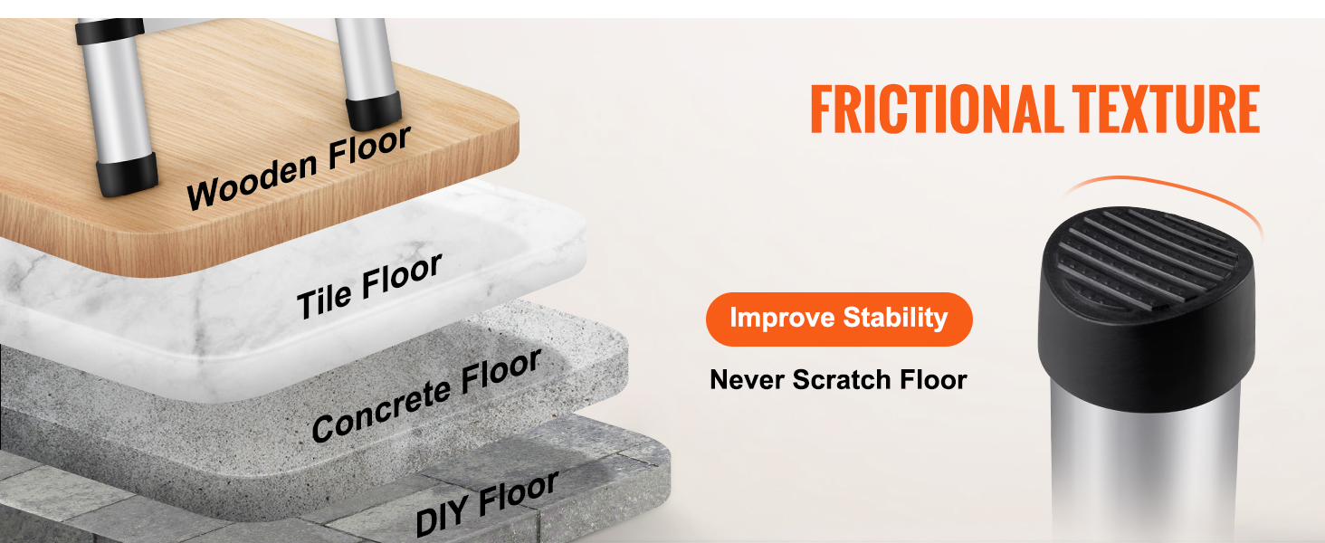 VEVOR teleskoopsilindrit redel koos anti-slip jalad puidust, kivi -, betoon -, ja diy põranda stabiilsuse.