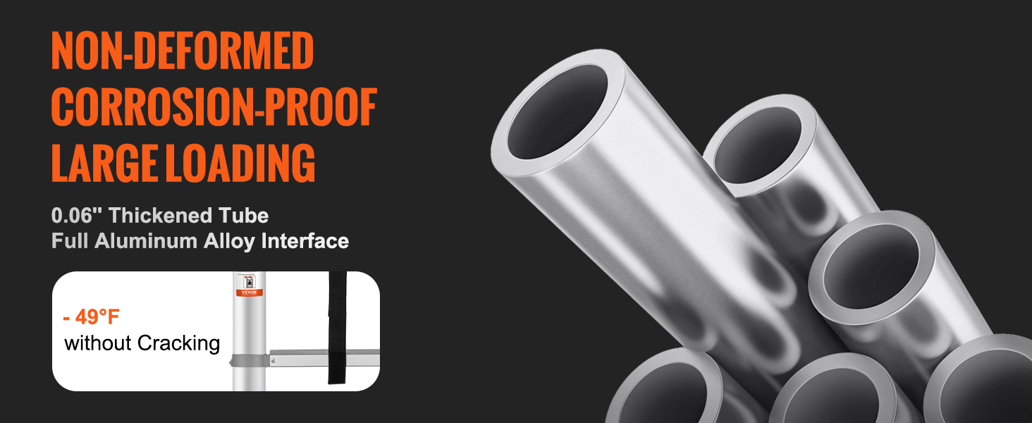 VEVOR corrosion-proof, large loading thickened aluminum tubes, crack-resistant to -49°f.