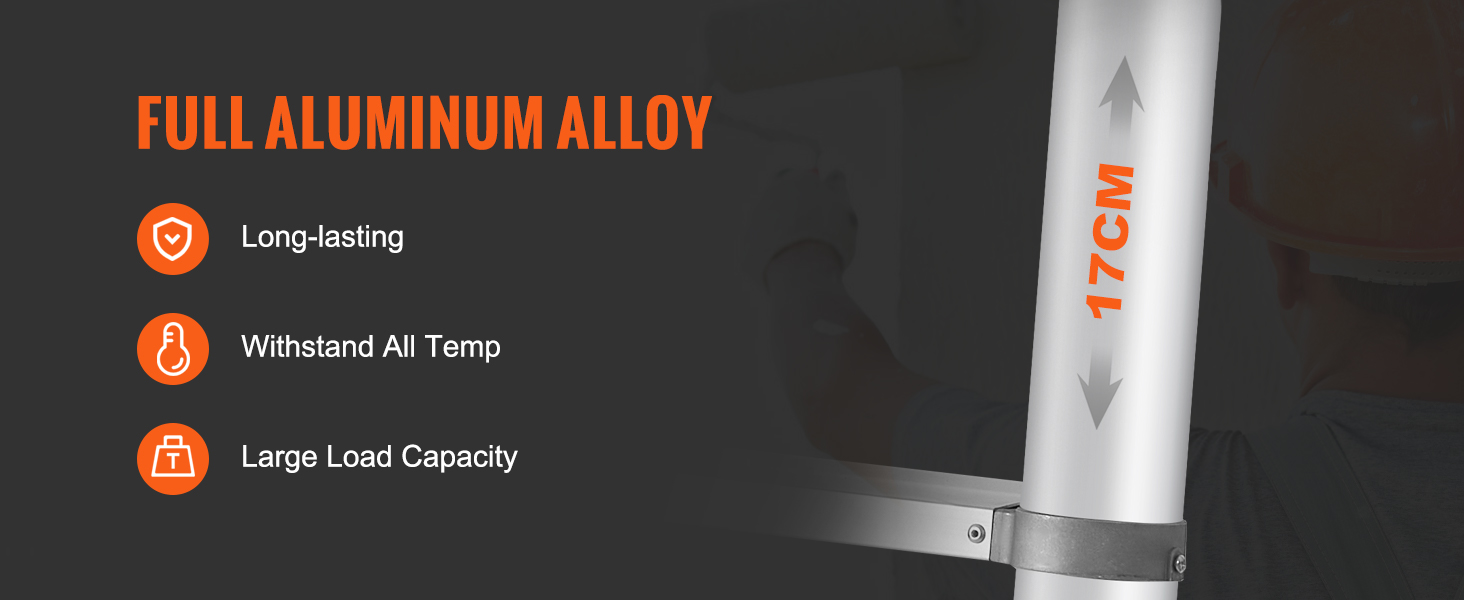 VEVOR telescoping ladder - full aluminum alloy, long-lasting, all temp resistance, large load capacity.