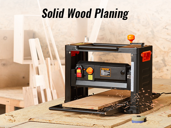 VEVOR storis obliumi veiksmų, obliavimo medžio masyvo dėl workbench su medienos drožlėmis plaukioja.