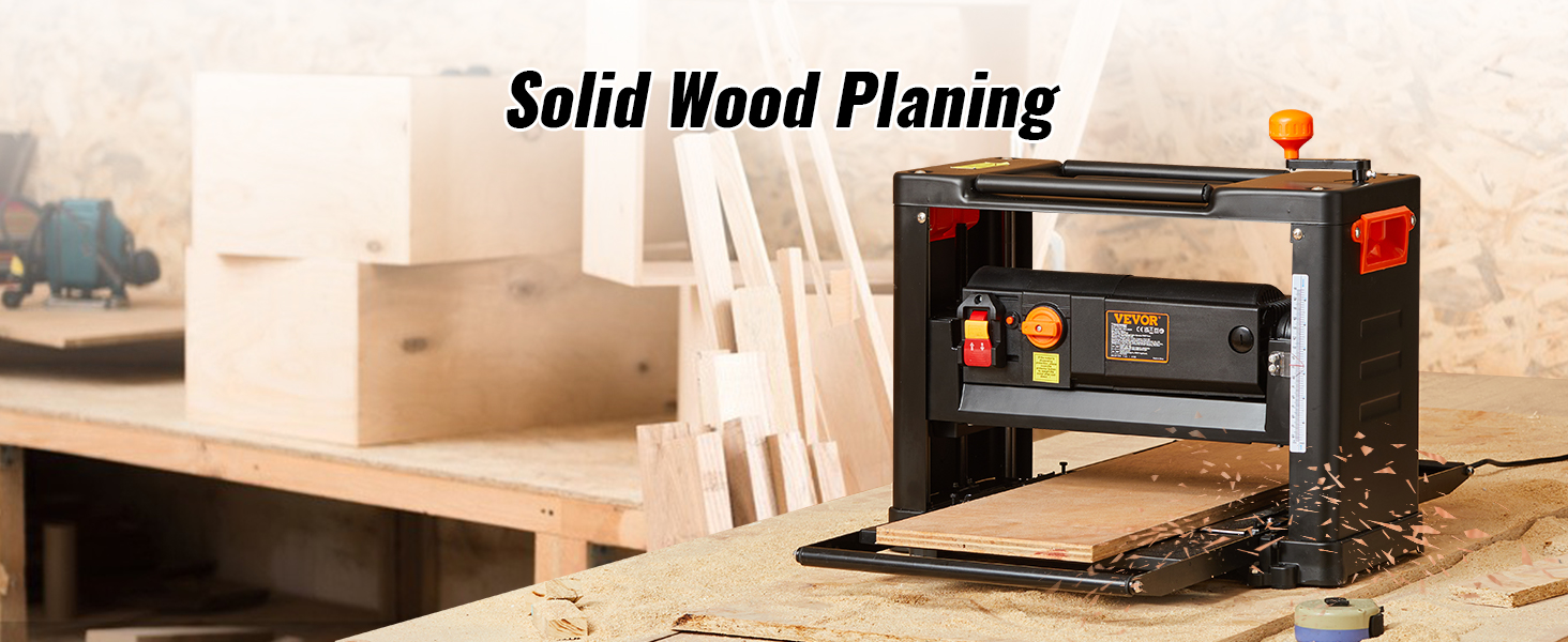 VEVOR storis obliumi veiksmų, obliavimo medžio masyvo dėl workbench su medienos drožlėmis plaukioja.