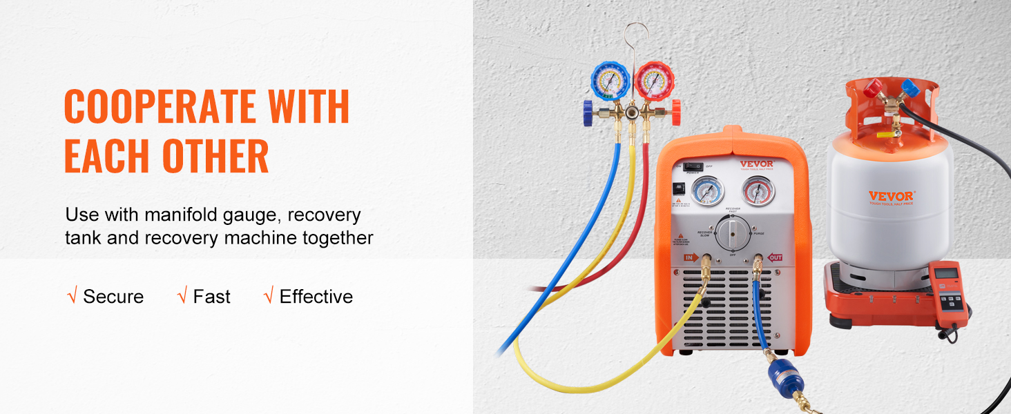 VEVOR ac indikatorius nustatyti su kolektoriaus daviklis, atkūrimo bakas, ir mašina, užtikrinant, saugus, greitas ir efektyvus naudoti.