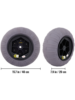 VEVOR beach balloon wheels, 15.7 in/40 cm and 7.9 in/20 cm, durable and ideal for sandy terrain.