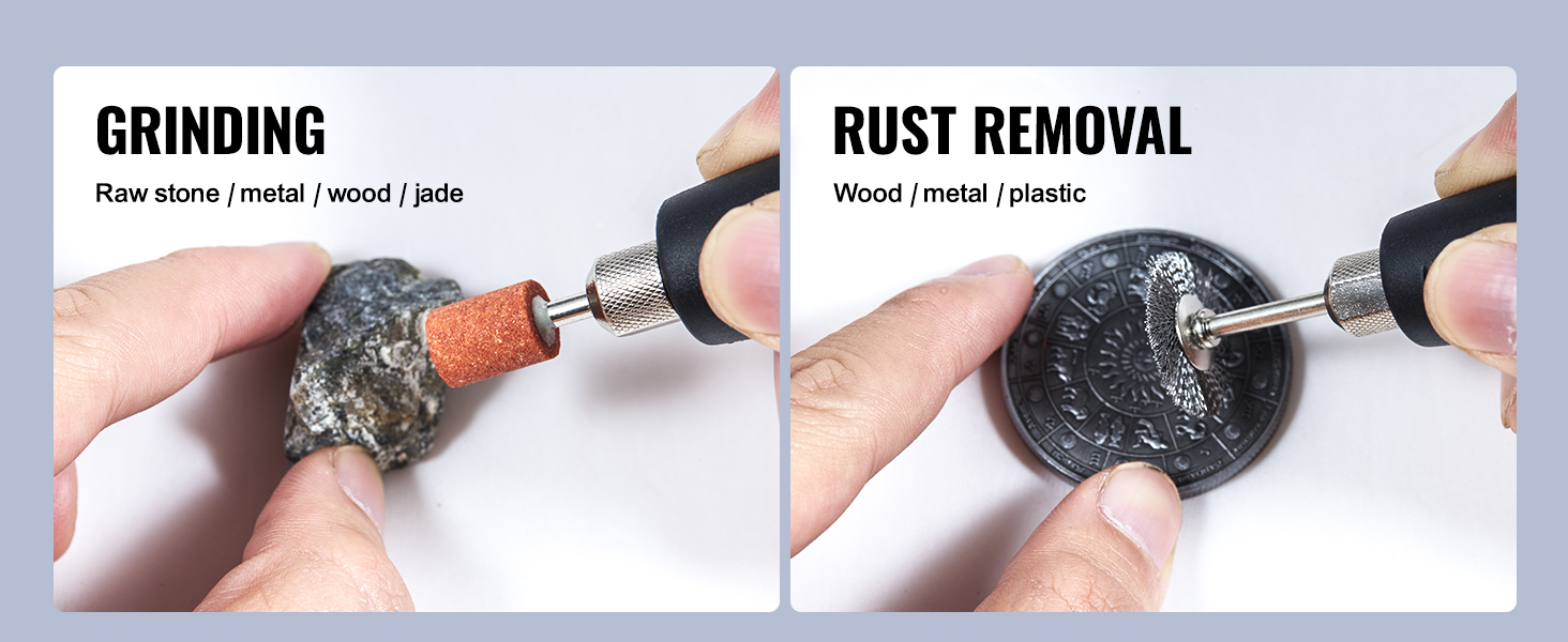 VEVOR bench polisher used for grinding stones and rust removal from metal surfaces.