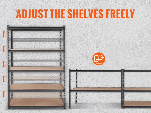 VEVOR heavy duty garage shelves with adjustable height for versatile storage solutions.
