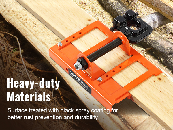 VEVOR chainsaw mill with black spray-coated surface for durability and rust prevention.