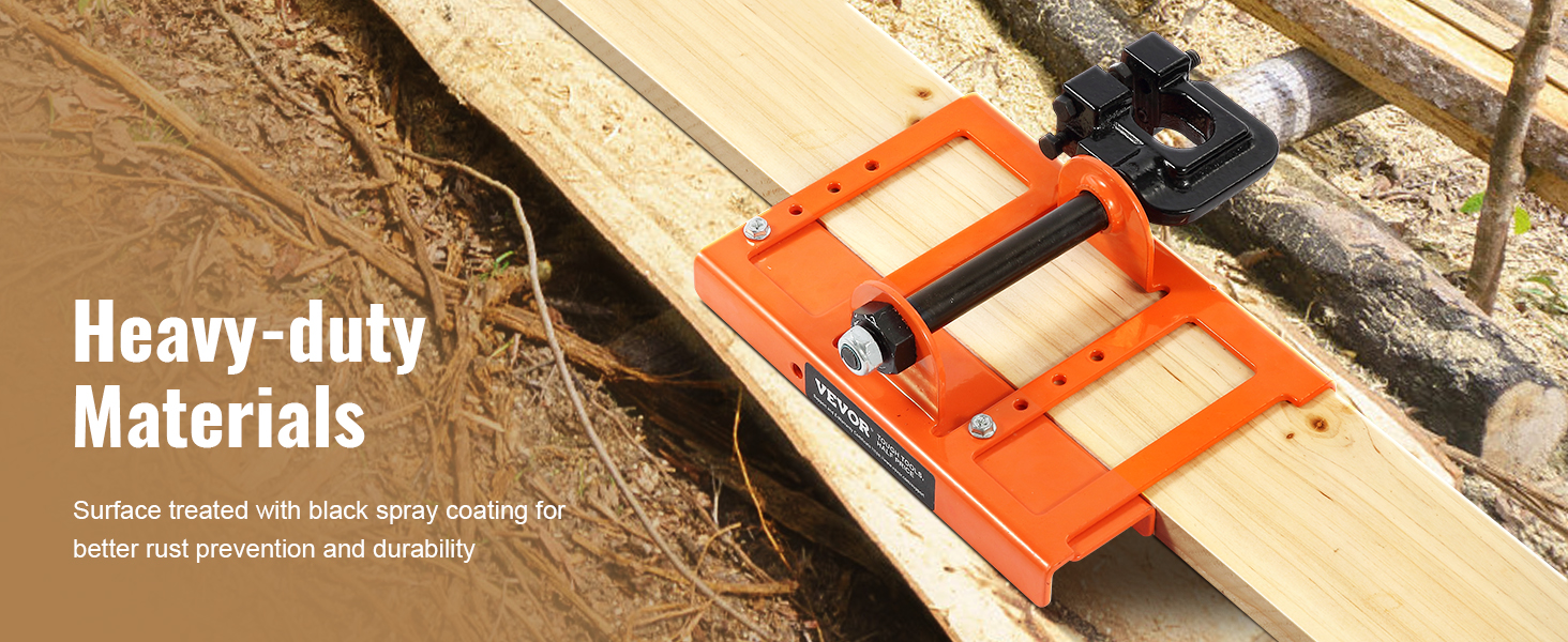 VEVOR chainsaw mill with black spray-coated surface for durability and rust prevention.
