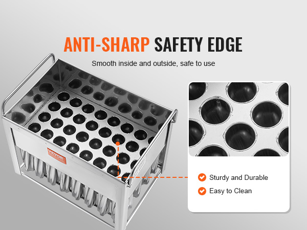 VEVOR popsicle molds with anti-sharp safety edge, sturdy and durable, easy to clean.